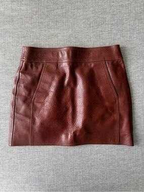 ✨RARE✨ Saint Laurent YSL Paris Burgundy Leather Mini Skirt